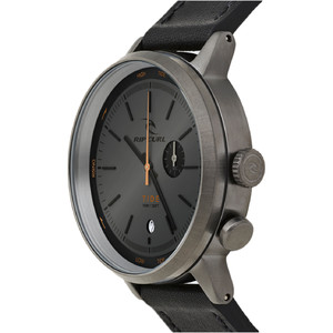 2021 Rip Curl Drake Getijde Wijzerplaat Leren Horloge A1150 - Zwart